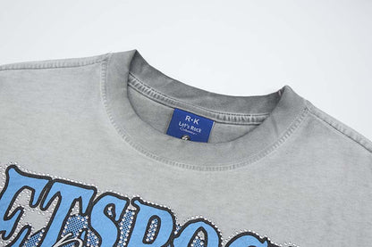 DAXUEN Skeletal graphic crewneck t-shirt with vintage finish