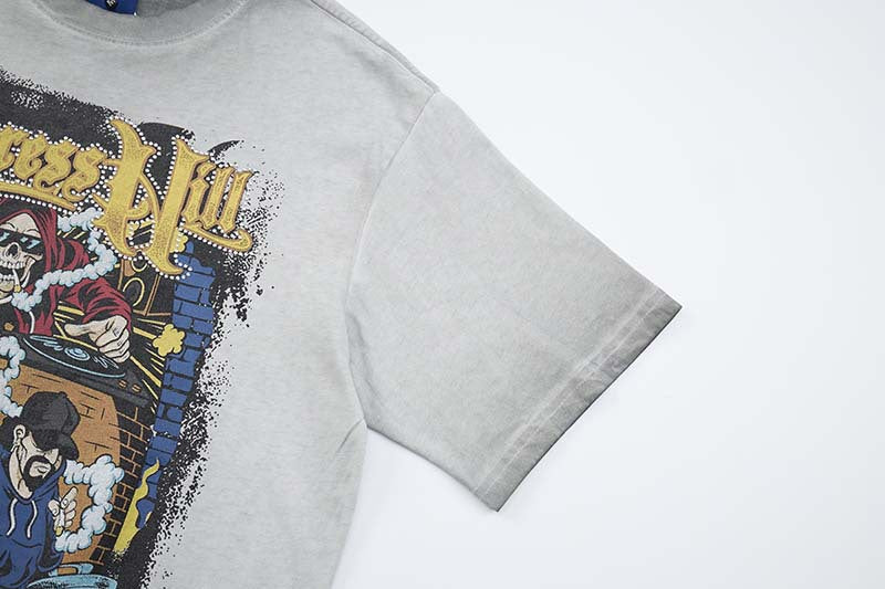 DAXUEN Oversized short-sleeve t-shirt with skull graphic