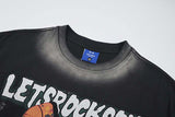 DAXUEN Faded wash crew neck t-shirt with graphic print