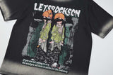 DAXUEN Faded wash crew neck t-shirt with graphic print