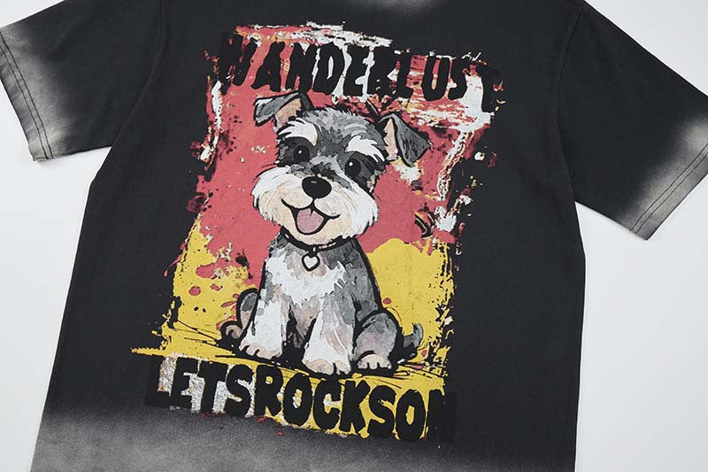 DAXUEN Cartoon schnauzer graphic t-shirt