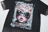 DAXUEN Short-sleeved graphic t-shirt featuring a surprised child