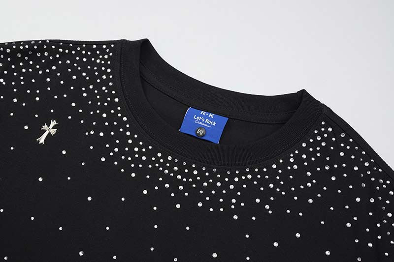 DAXUEN Embellished crew neck T-shirt in black and white