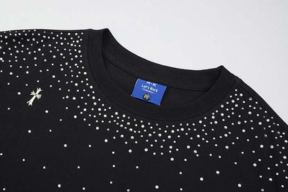DAXUEN Embellished crew neck T-shirt in black and white