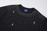 DAXUEN Embellished crew neck T-shirt in black and white