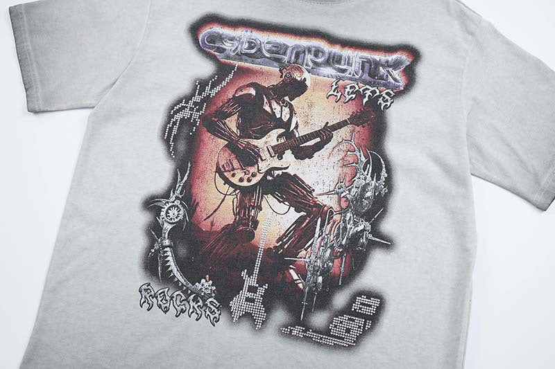 DAXUEN Short-sleeved loose-fit T-shirt with cyberpunk graphics