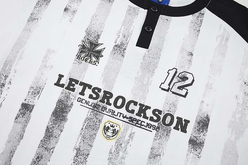 DAXUEN Raglan short-sleeved T-shirt with vertical stripes and graphics