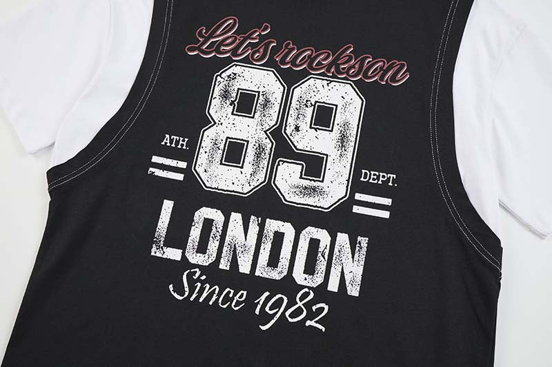 DAXUEN Layered graphic t-shirt and sleeveless vest combo