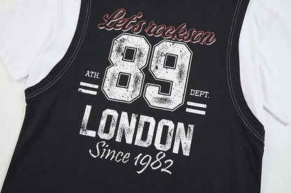 DAXUEN Layered graphic t-shirt and sleeveless vest combo