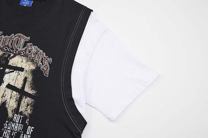 DAXUEN Layered T-shirt and vest set with graphic design