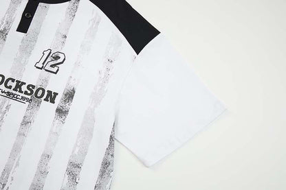 DAXUEN Raglan short-sleeved T-shirt with vertical stripes and graphics