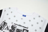 DAXUEN Layered top featuring graphic print vest over t-shirt