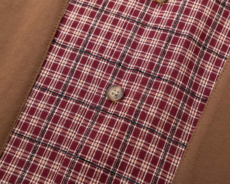 DAXUEN Color-block plaid short-sleeve collared shirt