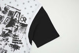 DAXUEN Layered top featuring graphic print vest over t-shirt
