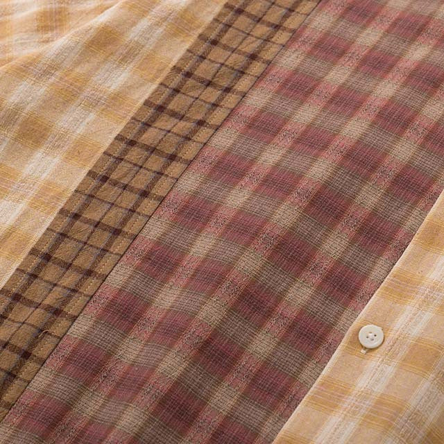 DAXUEN Long sleeve patchwork plaid button-up shirt