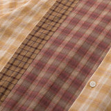DAXUEN Long sleeve patchwork plaid button-up shirt