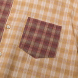 DAXUEN Long sleeve patchwork plaid button-up shirt