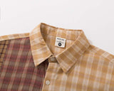 DAXUEN Long sleeve patchwork plaid button-up shirt