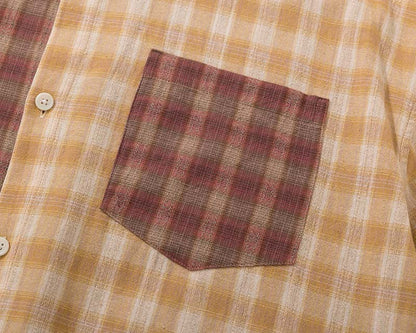 DAXUEN Long sleeve patchwork plaid button-up shirt
