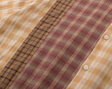DAXUEN Long sleeve patchwork plaid button-up shirt