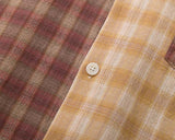 DAXUEN Long sleeve patchwork plaid button-up shirt
