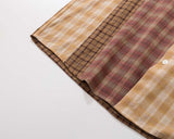 DAXUEN Long sleeve patchwork plaid button-up shirt