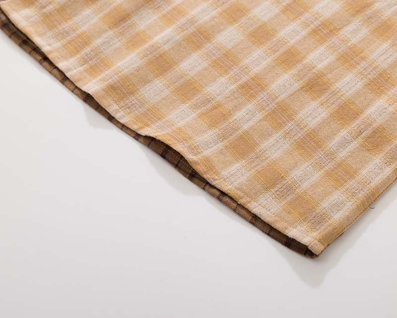 DAXUEN Long sleeve patchwork plaid button-up shirt