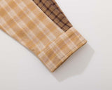 DAXUEN Long sleeve patchwork plaid button-up shirt
