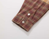 DAXUEN Long sleeve patchwork plaid button-up shirt