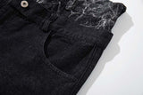 DAXUEN Wide-leg baggy denim pants with marbled pattern