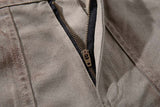 DAXUEN Distressed wide-leg trousers in taupe with paint splatters