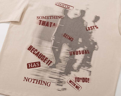 DAXUEN Relaxed-fit crew neck T-shirt with distressed graphic print