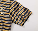 DAXUEN Striped crewneck T-shirt with distressed text print