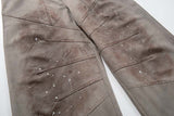 DAXUEN Distressed wide-leg trousers in taupe with paint splatters