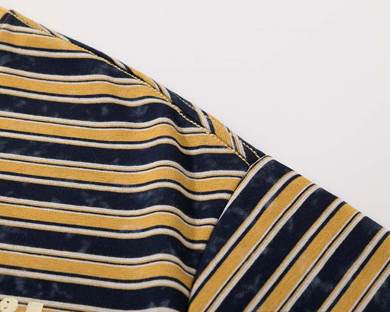 DAXUEN Striped crewneck T-shirt with distressed text print