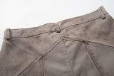 DAXUEN Distressed wide-leg trousers in taupe with paint splatters