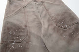 DAXUEN Distressed wide-leg trousers in taupe with paint splatters