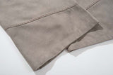 DAXUEN Distressed wide-leg trousers in taupe with paint splatters