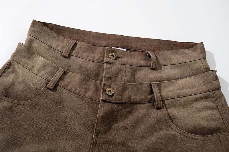 DAXUEN High-waisted wide-leg pants in earthy brown color