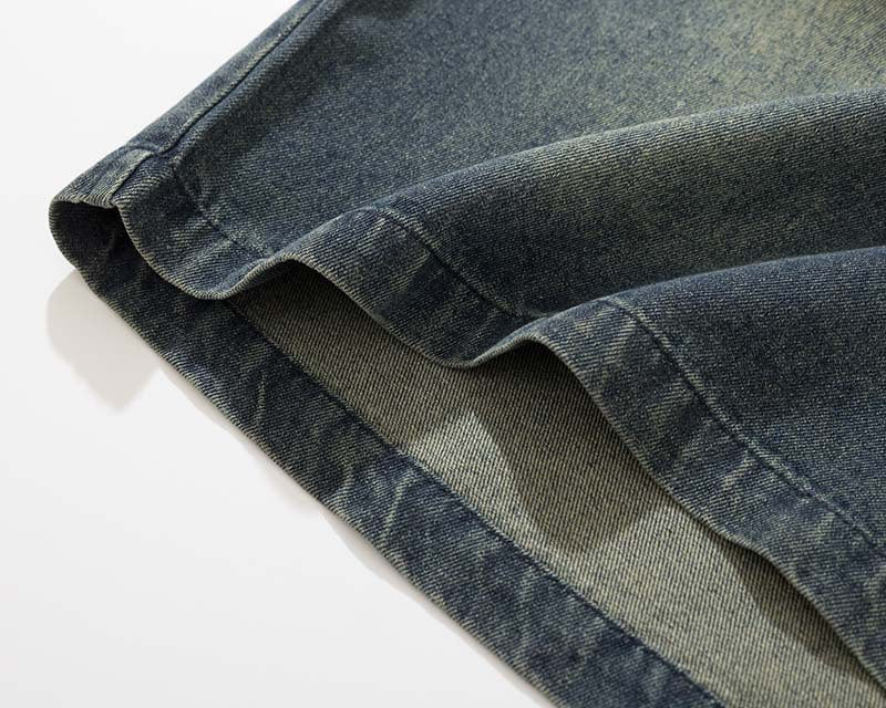 DAXUEN Embroidered denim t-shirt with cityscape design