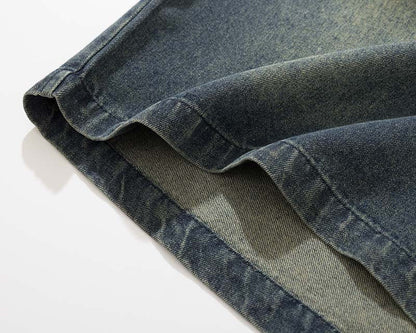 DAXUEN Embroidered denim t-shirt with cityscape design