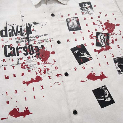 DAXUEN Distressed grunge graphic button-up shirt