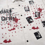 DAXUEN Distressed grunge graphic button-up shirt