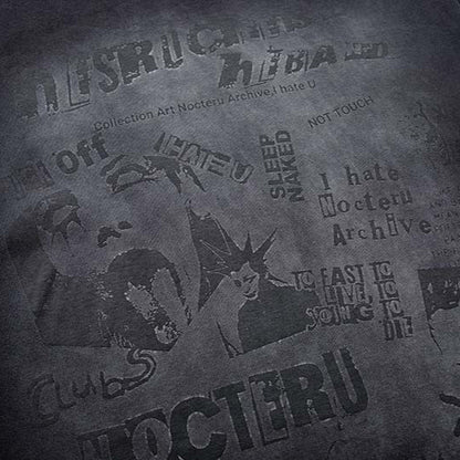 DAXUEN Distressed black graphic t-shirt with raw-edge neckline