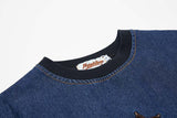DAXUEN Denim ombre short-sleeve embroidered crewneck tee