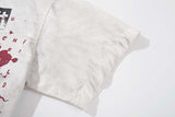 DAXUEN Distressed grunge graphic button-up shirt