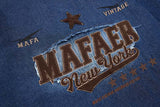 DAXUEN Denim ombre short-sleeve embroidered crewneck tee
