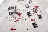 DAXUEN Distressed grunge graphic button-up shirt