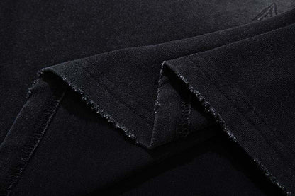 DAXUEN Distressed black graphic t-shirt with raw-edge neckline
