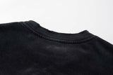 DAXUEN Distressed black graphic t-shirt with raw-edge neckline